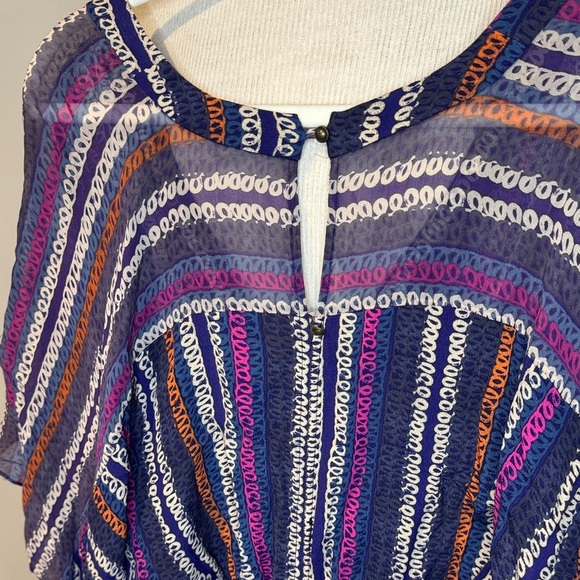 Maeve by Anthropologie Navy and Purple Striped Mini Dress sz 2 - Picture 4 of 4